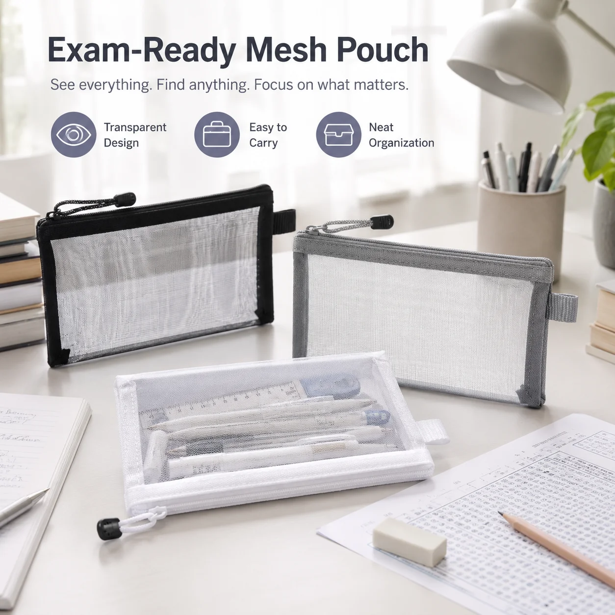 Transparente Netztasche für St – Clear Mesh Pencil Pouch For Exam Bewertung und Preis