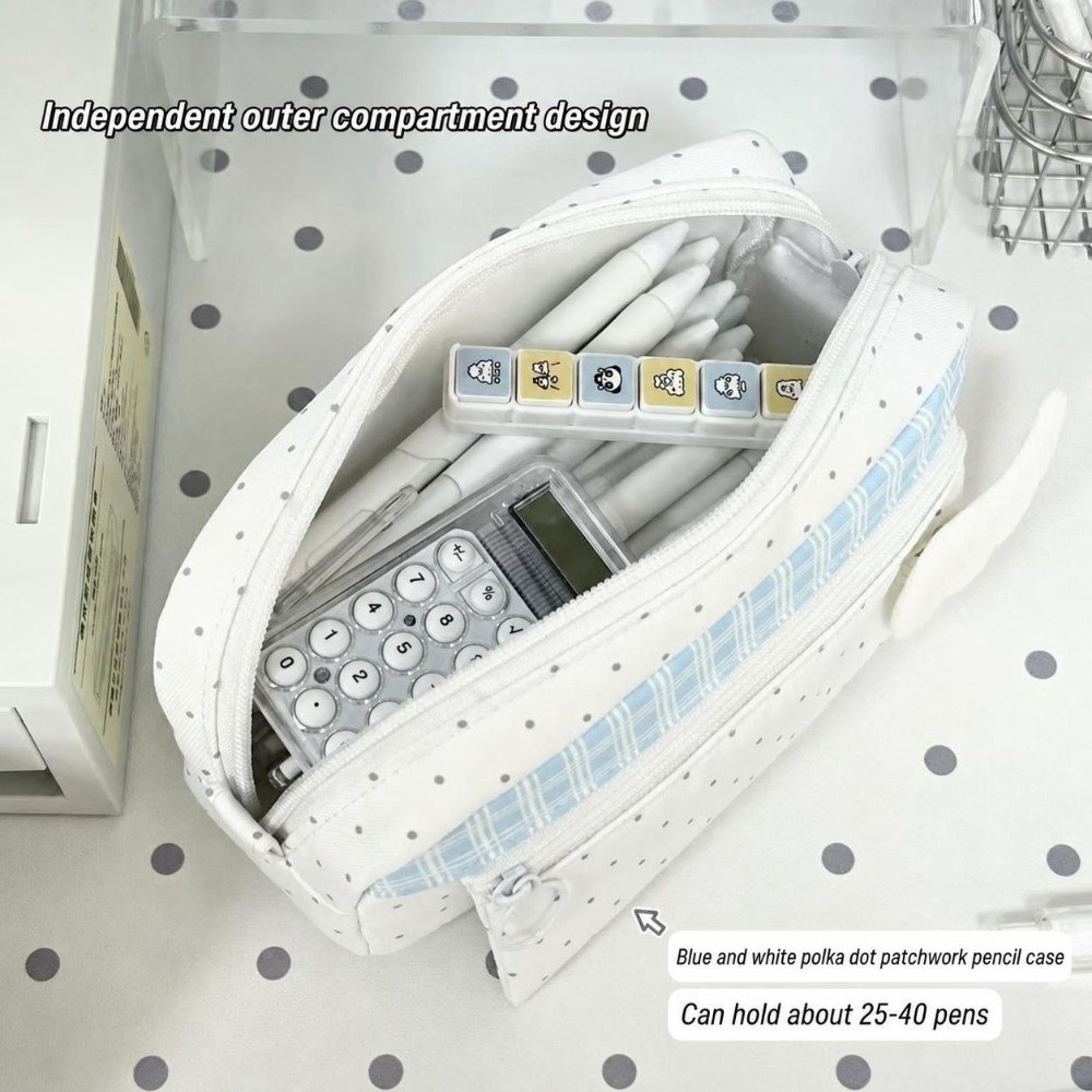 Ästhetisches Polka-Dot-Karo-Fe – Aesthetic Large Pencil Case Pouch Bewertung und Preis