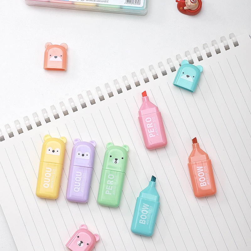 4/6/12 Stück Kawaii Bären-Text – Pastel Highlighter Set Double Ended Bewertung und Preis