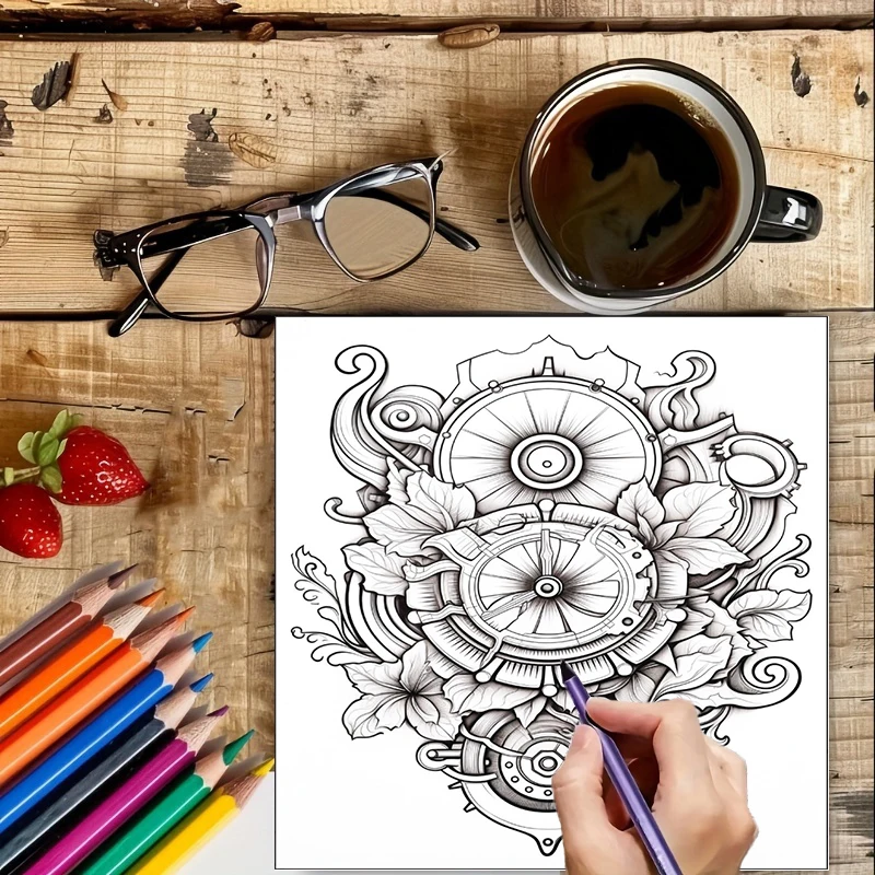 Malbuch „Steampunk-Blumen“ für – School Supplies Bewertung und Preis
